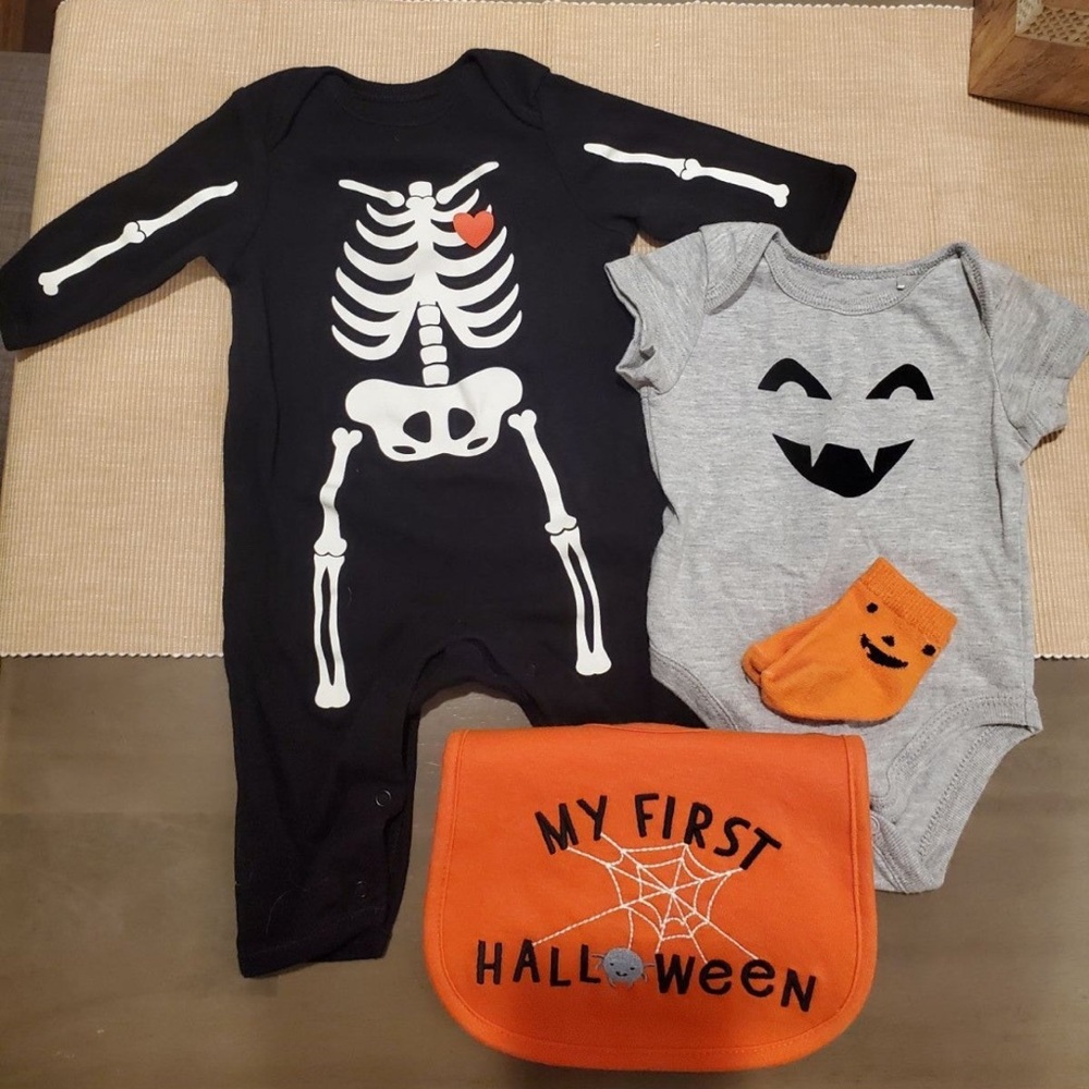 Baby Halloween 0-3M Bundle Skeleton Pumpkin
